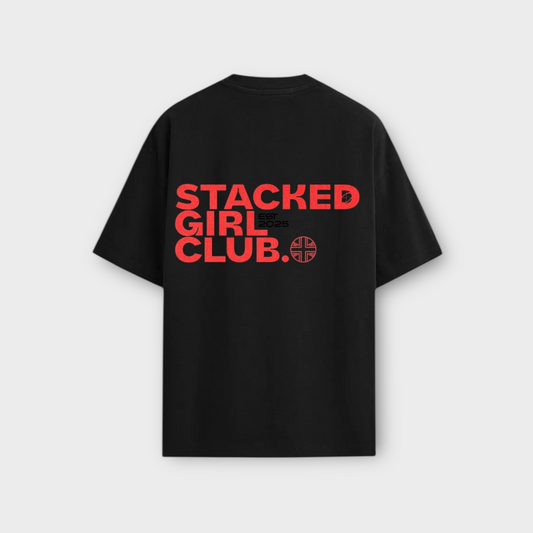 Stacked Girl Club Black Oversized T-Shirt